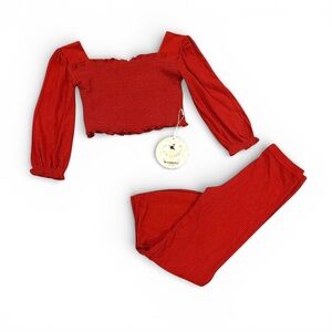 “Rust” Smocked top & flare bamboo set